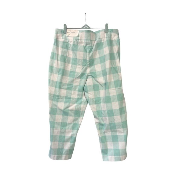 Cato Green White Checkered Plaid Capri Pants Mid Rise Size 16 New - Picture 3 of 7